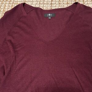 7 For All Mankind V-Neck Sweater in a burgundy color. Size M.